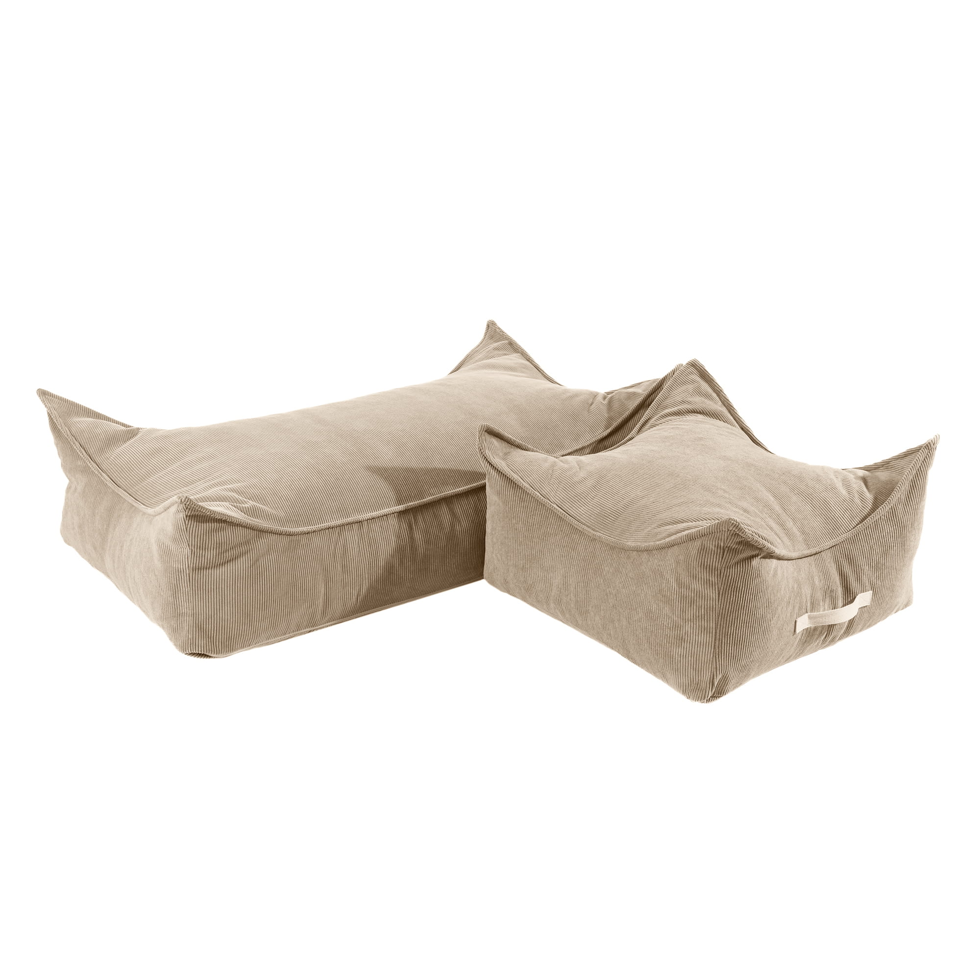 MeowBaby Children's Pouf, Rectangular, Premium Corduroy - Beige