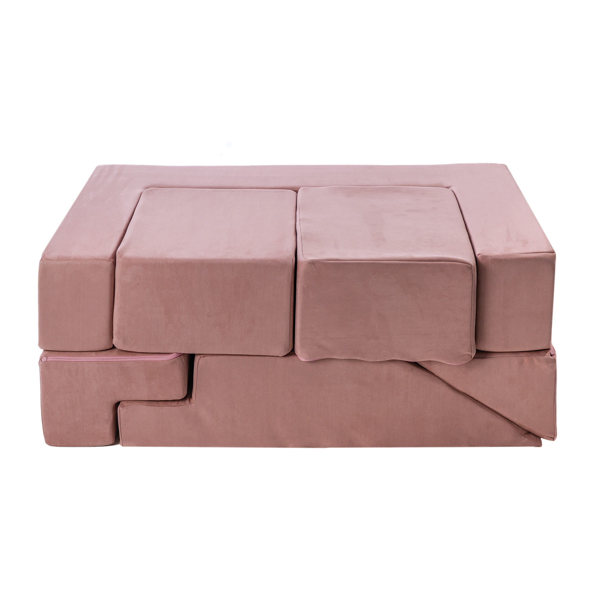 MeowBaby Spielsofa Bricks Velvet rosa, 100 Bälle - eigene Farbauswahl