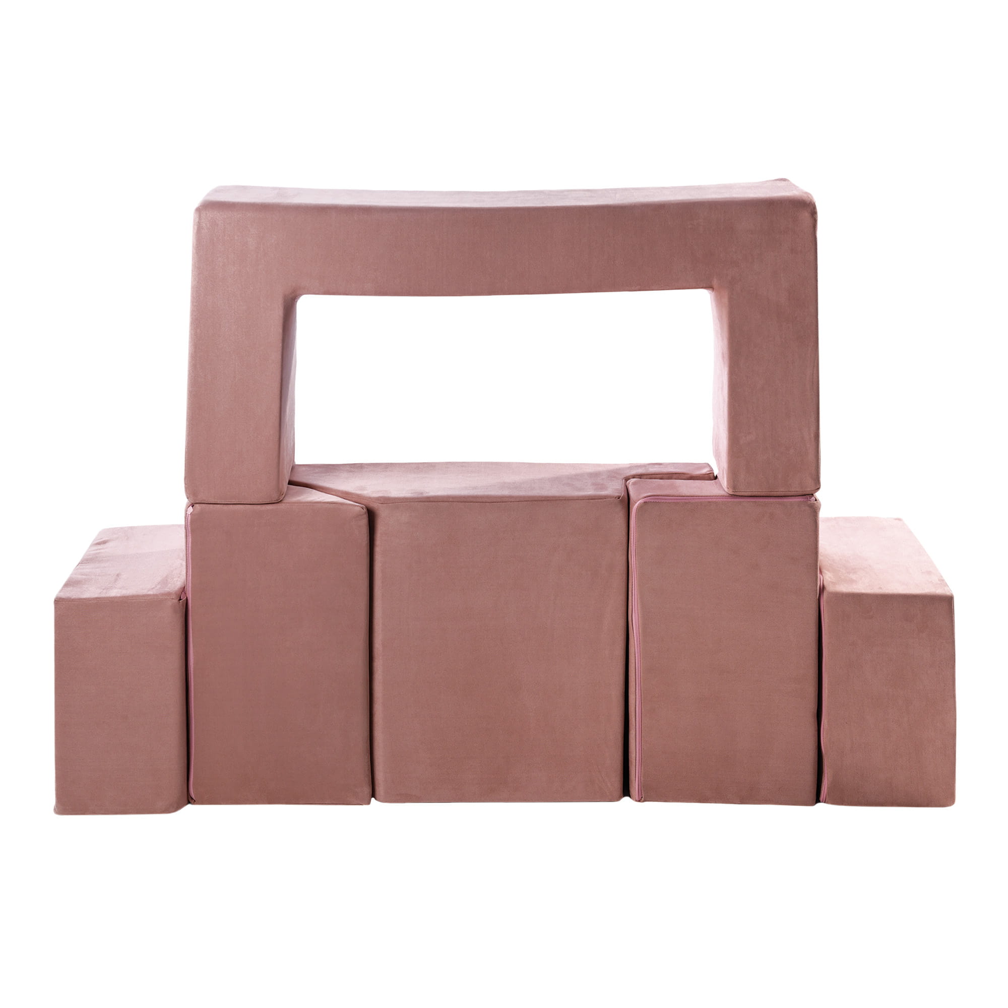 MeowBaby Spielsofa Bricks Velvet rosa, 100 Bälle - eigene Farbauswahl