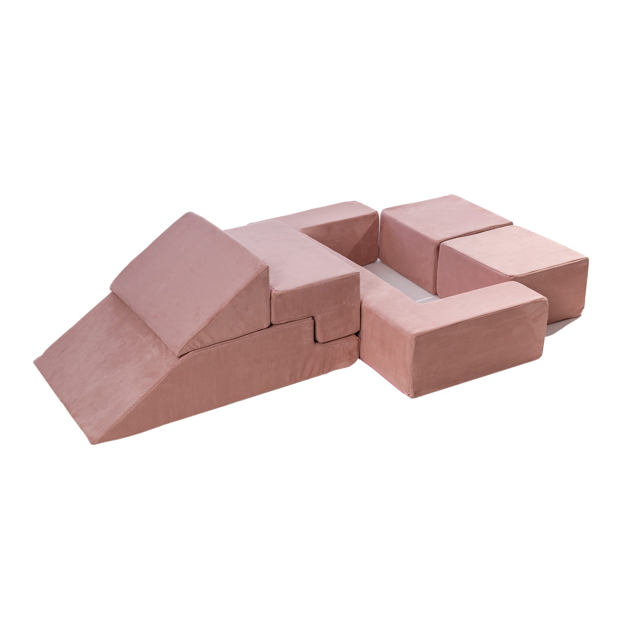 MeowBaby Spielsofa Bricks Velvet rosa, 100 Bälle - eigene Farbauswahl