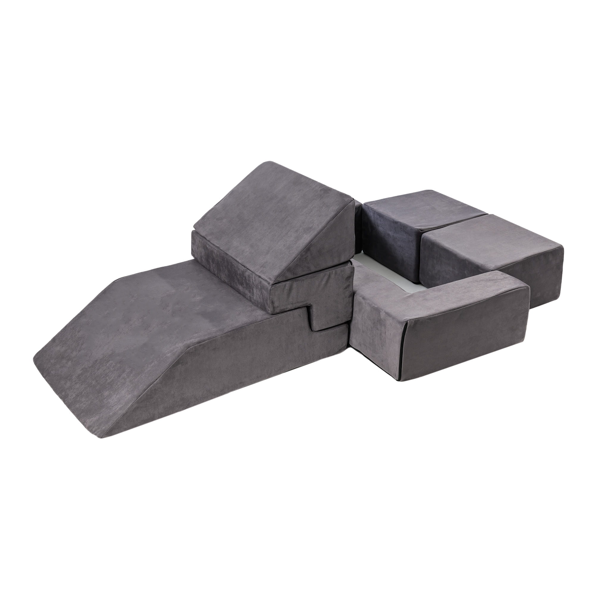 MeowBaby Spielsofa Bricks Velvet grau, 100 Bälle - eigene Farbauswahl