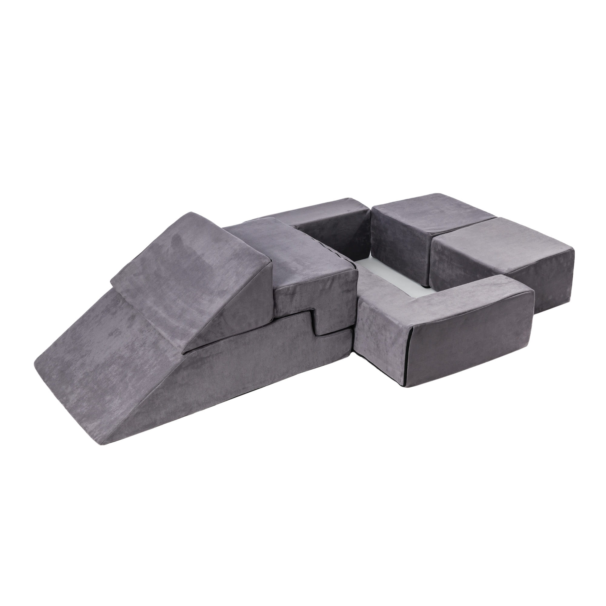 MeowBaby Spielsofa Bricks Velvet grau, 100 Bälle - eigene Farbauswahl