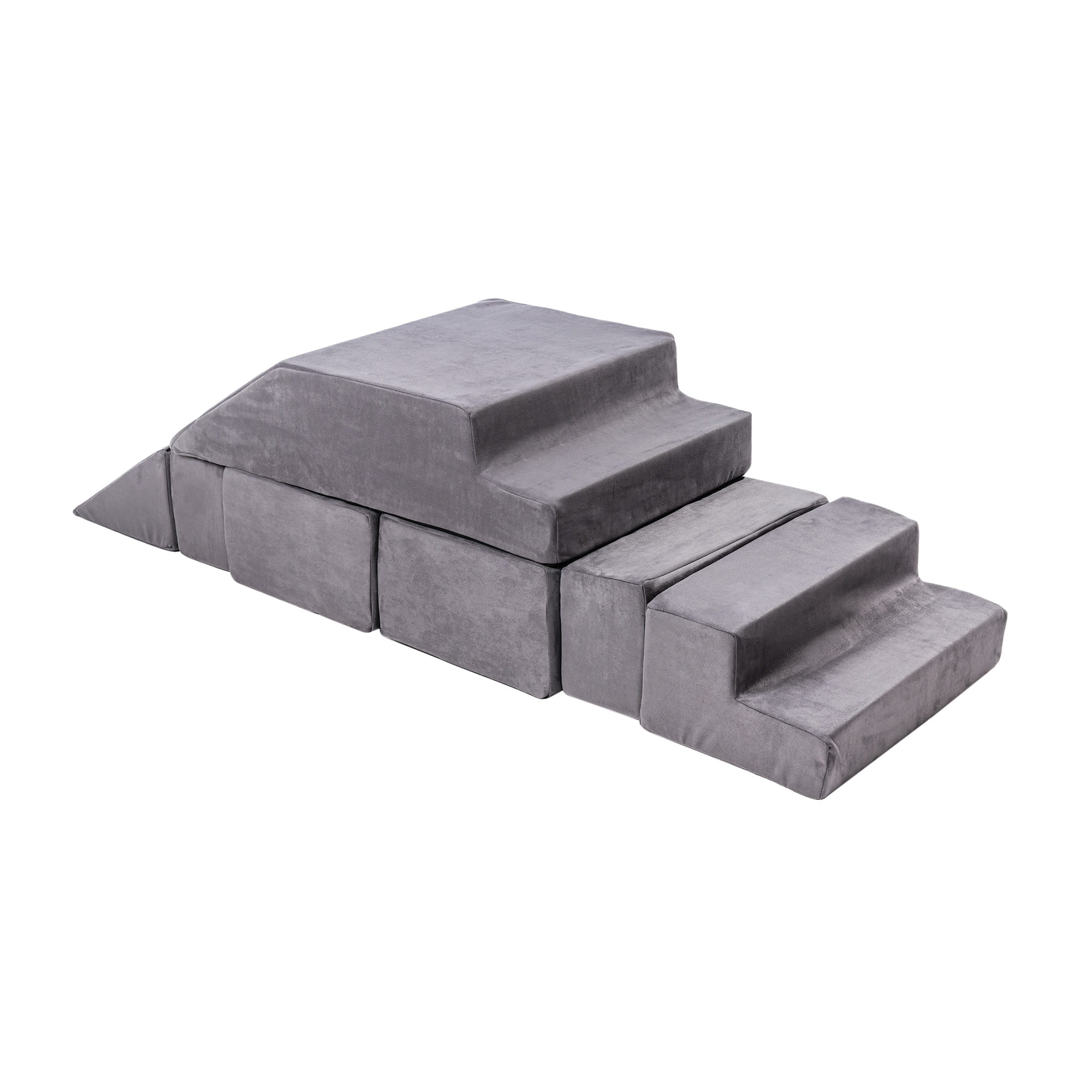 MeowBaby Spielsofa Bricks Velvet grau, 100 Bälle - eigene Farbauswahl