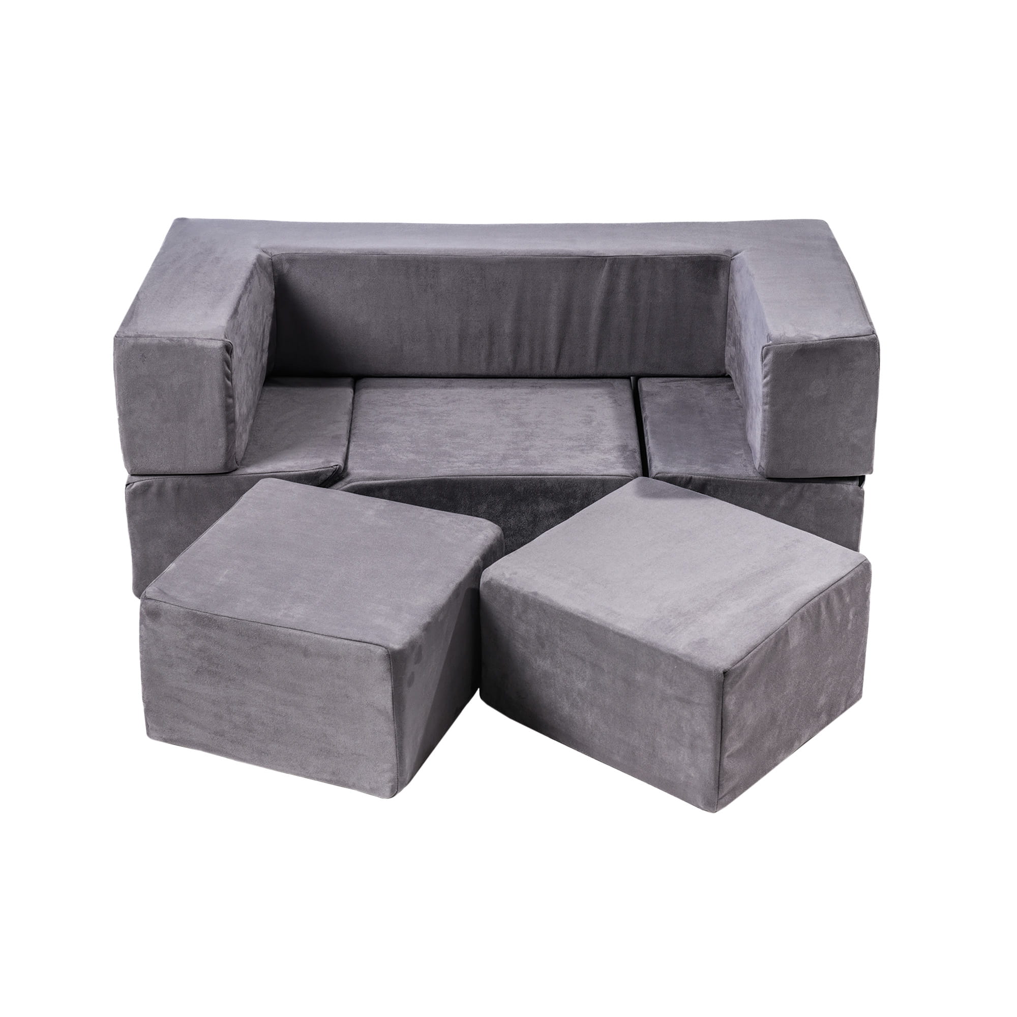 MeowBaby Spielsofa Bricks Velvet grau, 100 Bälle - eigene Farbauswahl
