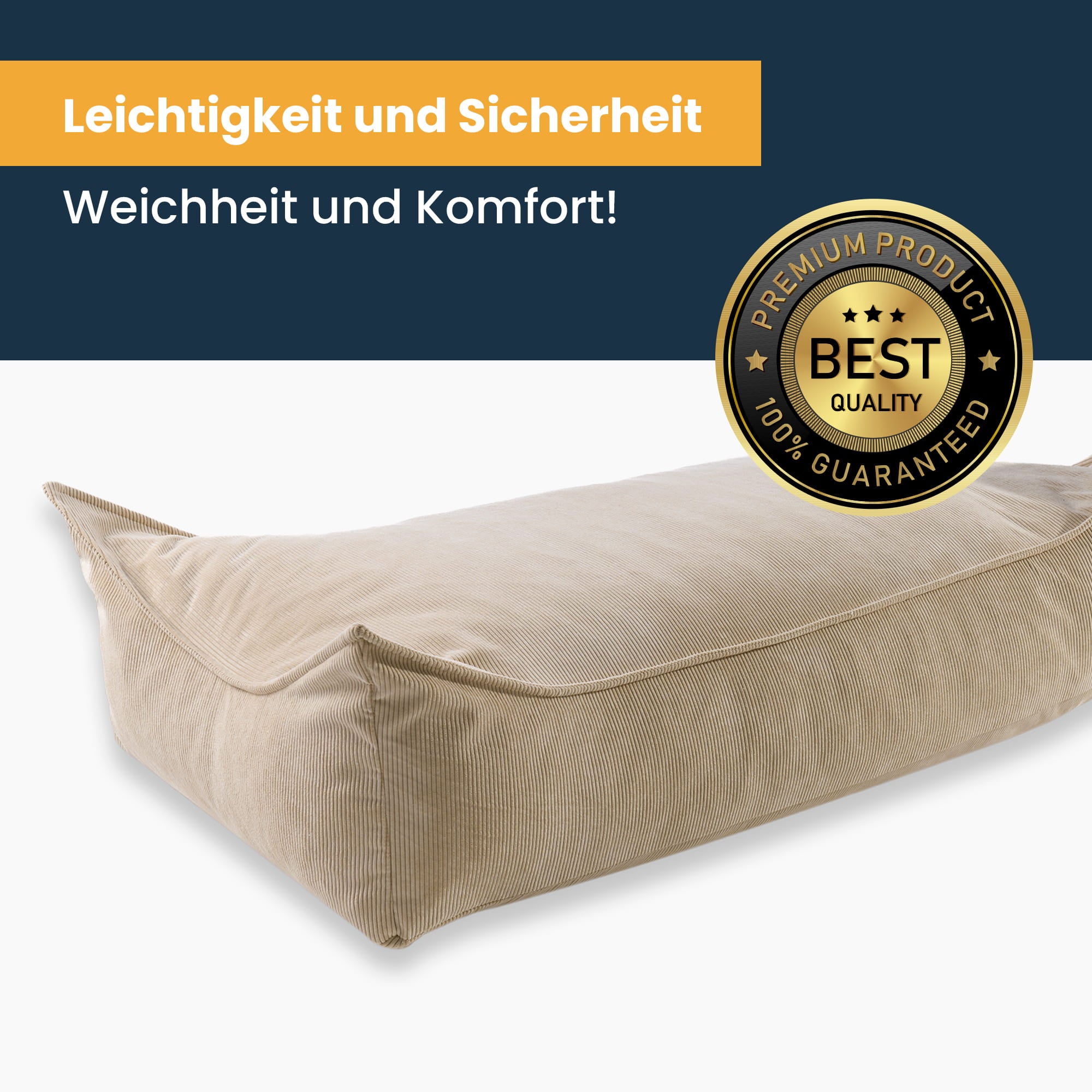 MeowBaby Children's Pouf, Rectangular, Premium Corduroy - Rusty Red