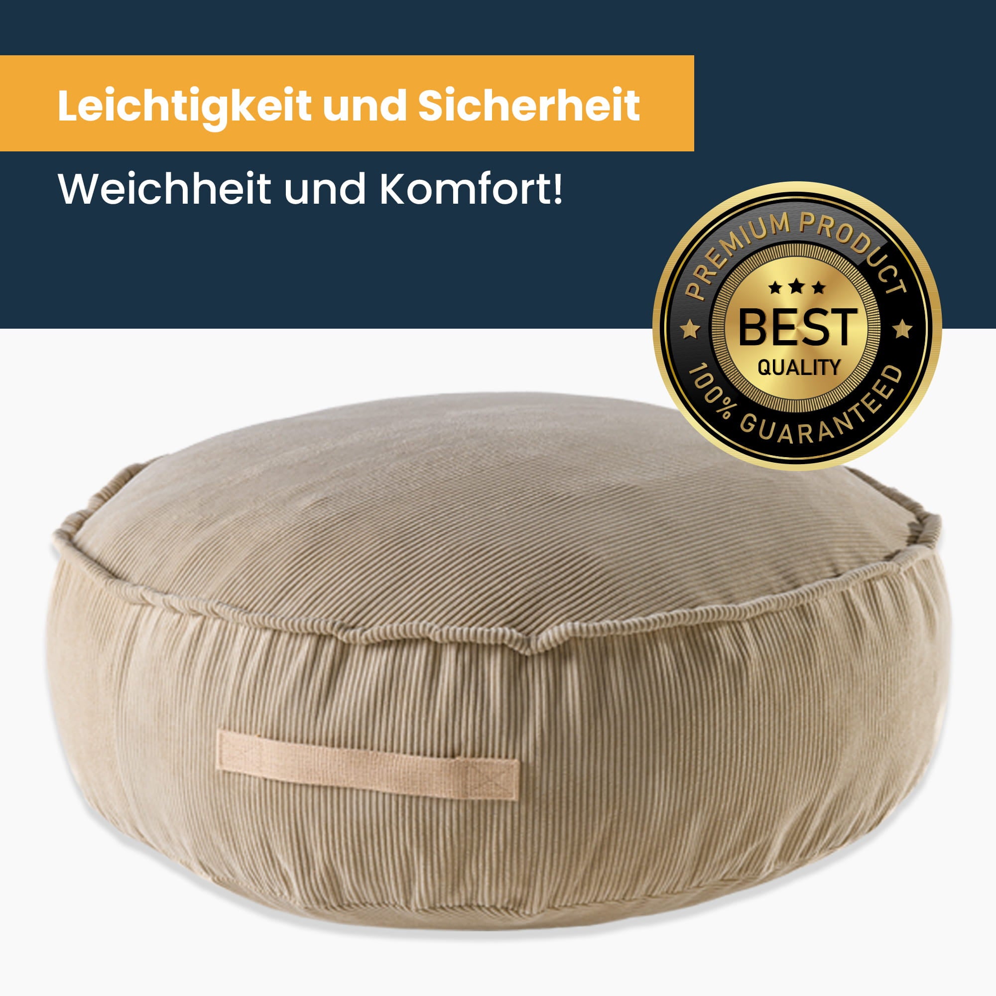 MeowBaby Sitzpouf für Kinder, Rund, Premium Cord - Rusty Red
