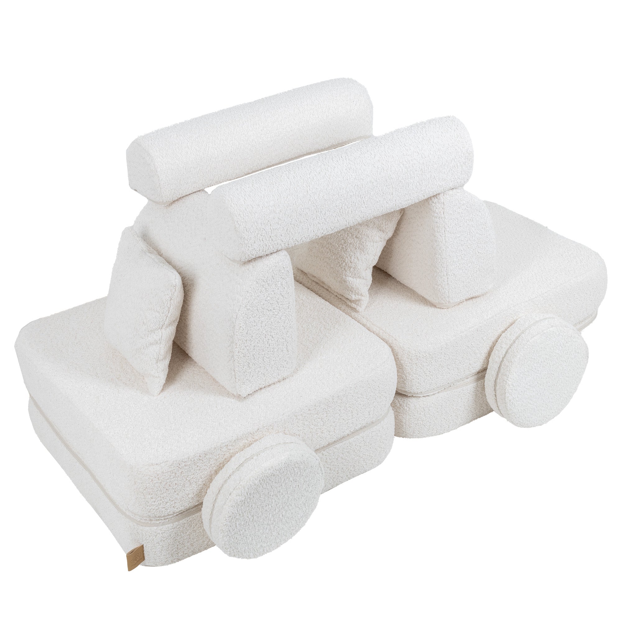 MeowBaby Spielsofa Mini Max Premium Bouclé - cremé/weiss