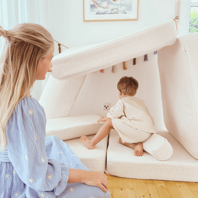 MeowBaby Play Sofa Premium Bouclé - cream/white