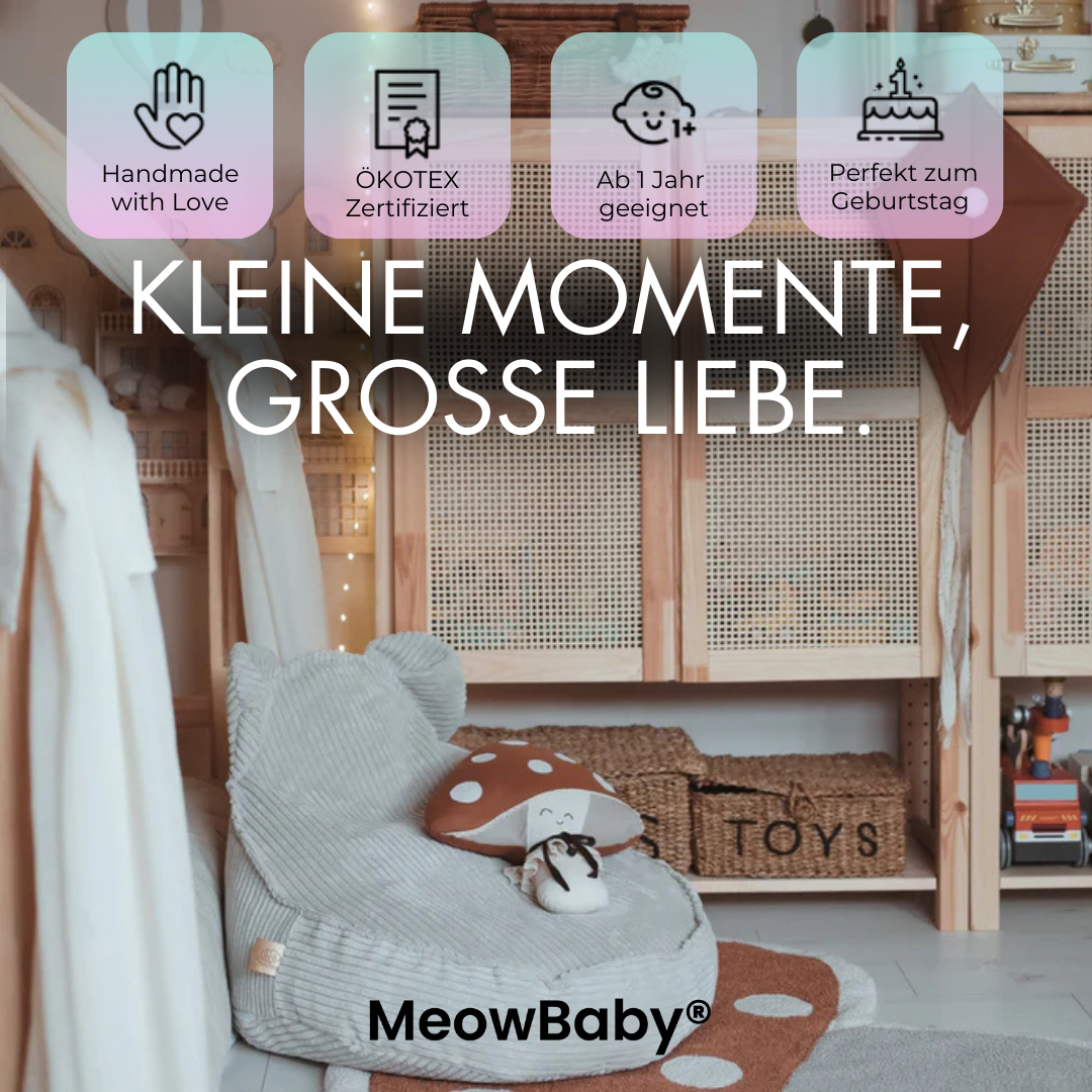 MeowBaby Beanbag Aesthetic Cord Bear - ecru/beige