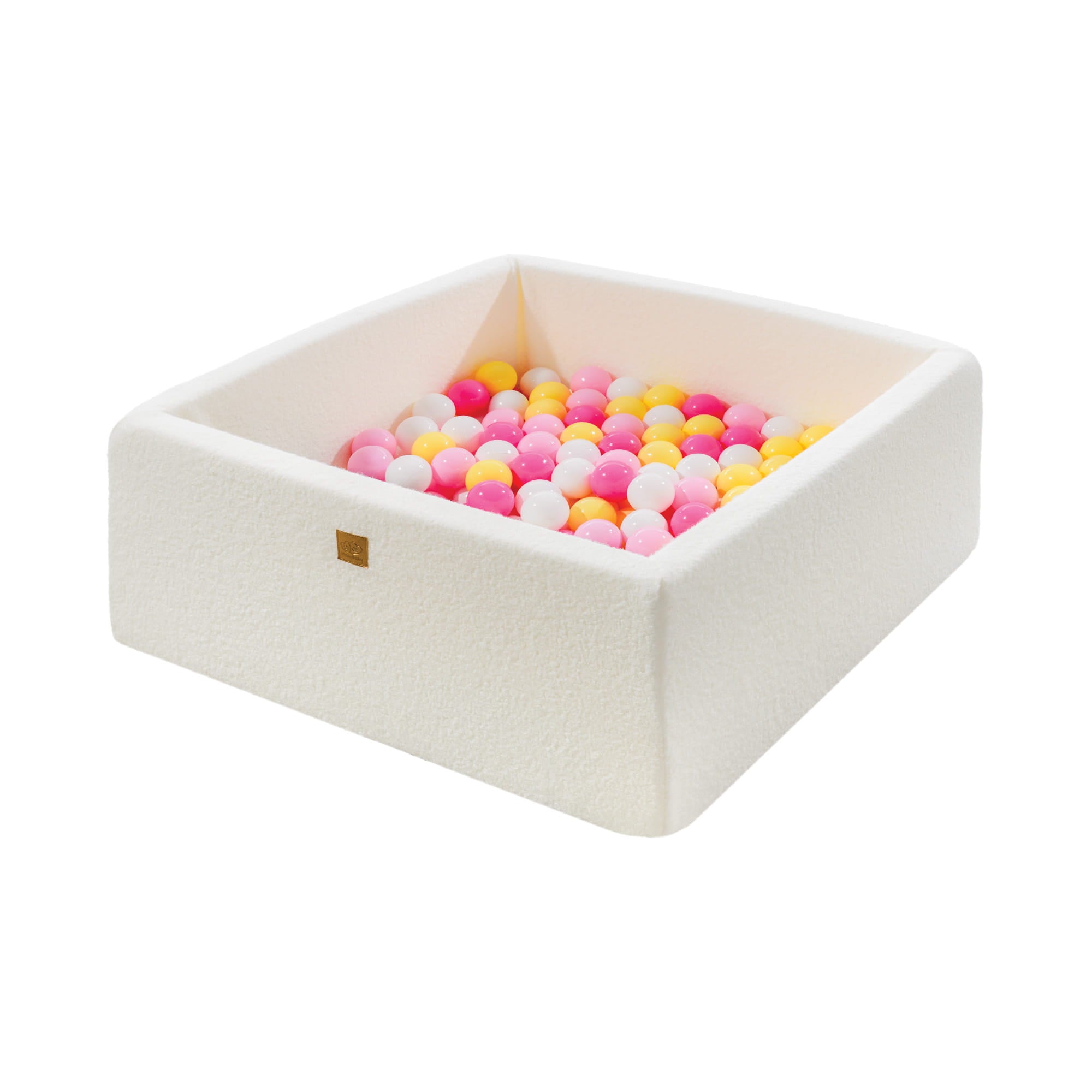 MeowBaby ball pit Bouclé white 110x110x40 cm, 400 balls - custom color selection