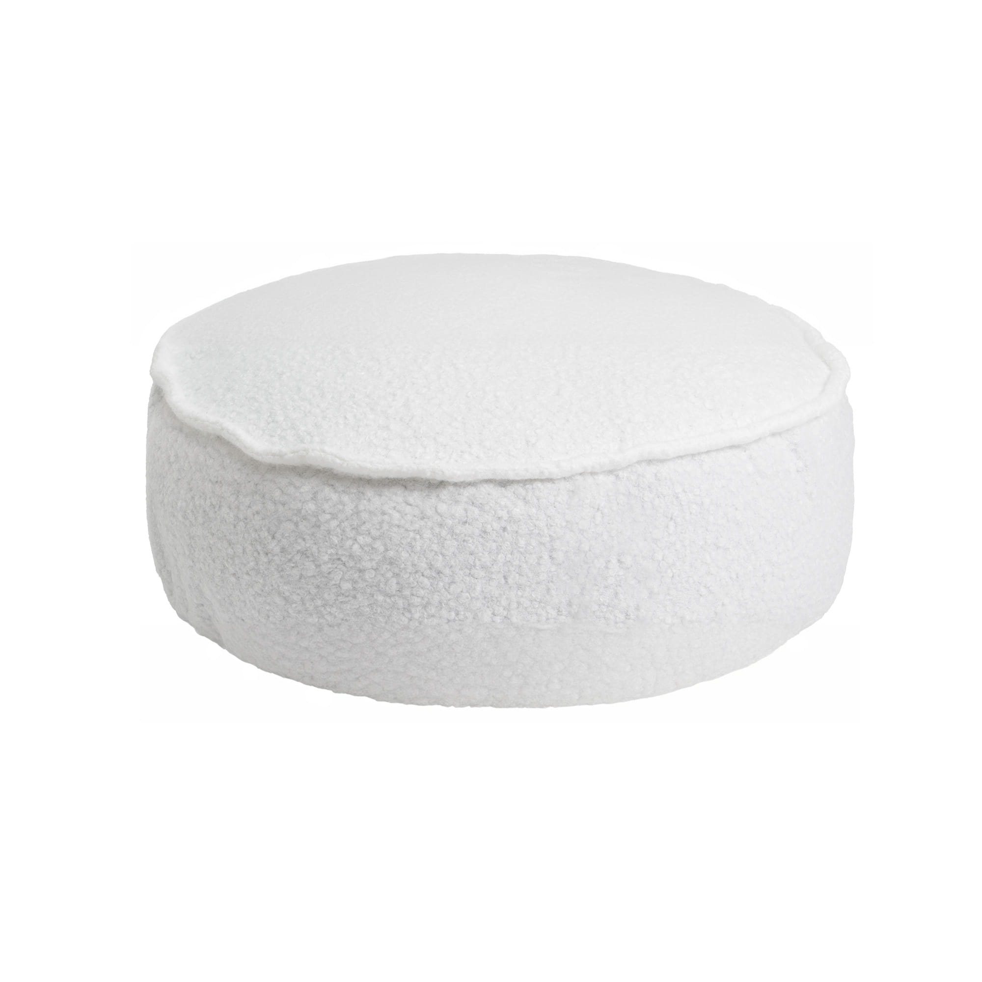 MeowBaby pouf for children, round, bouclé - cream/white