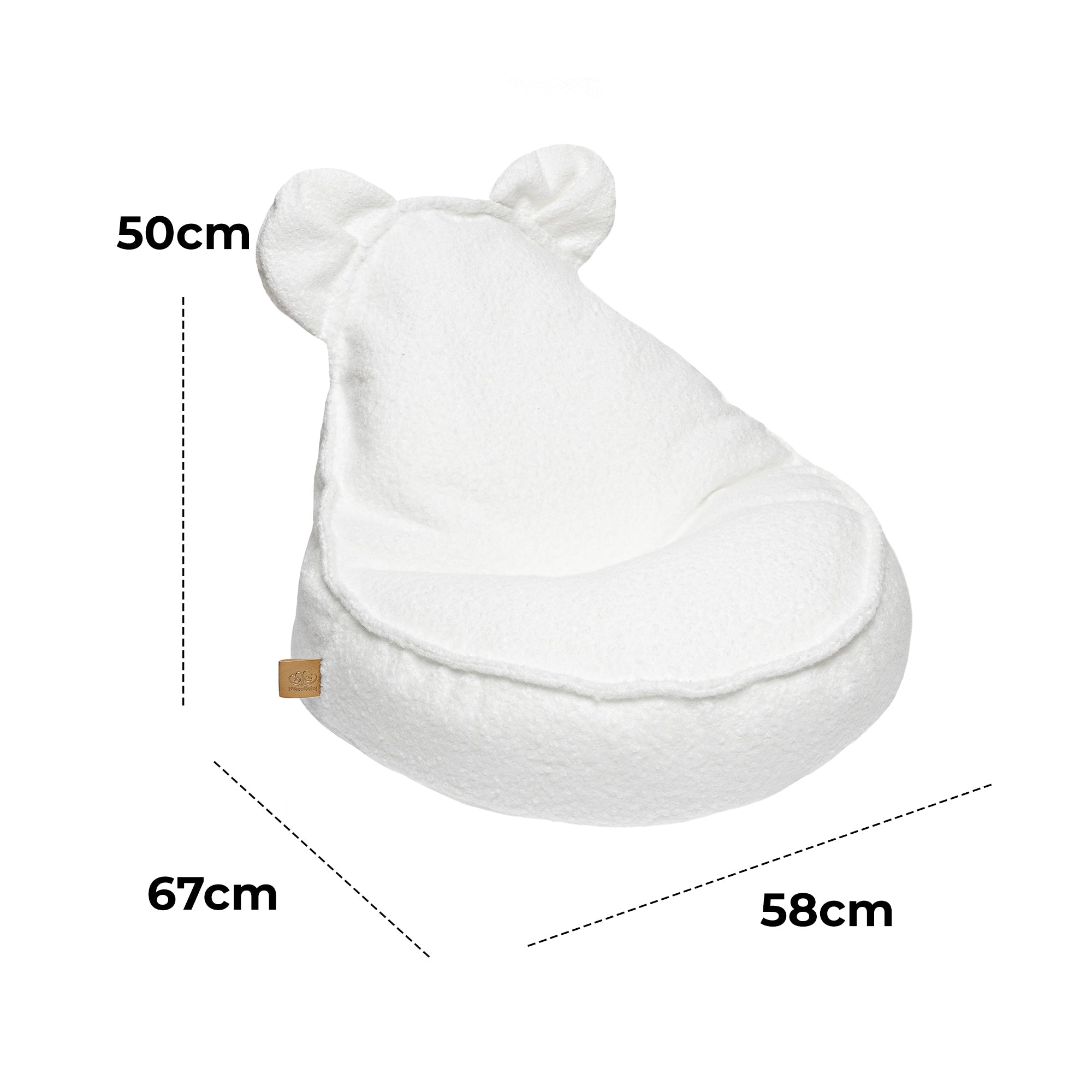 MeowBaby Bouclé Bear Bean Bag - cream/white