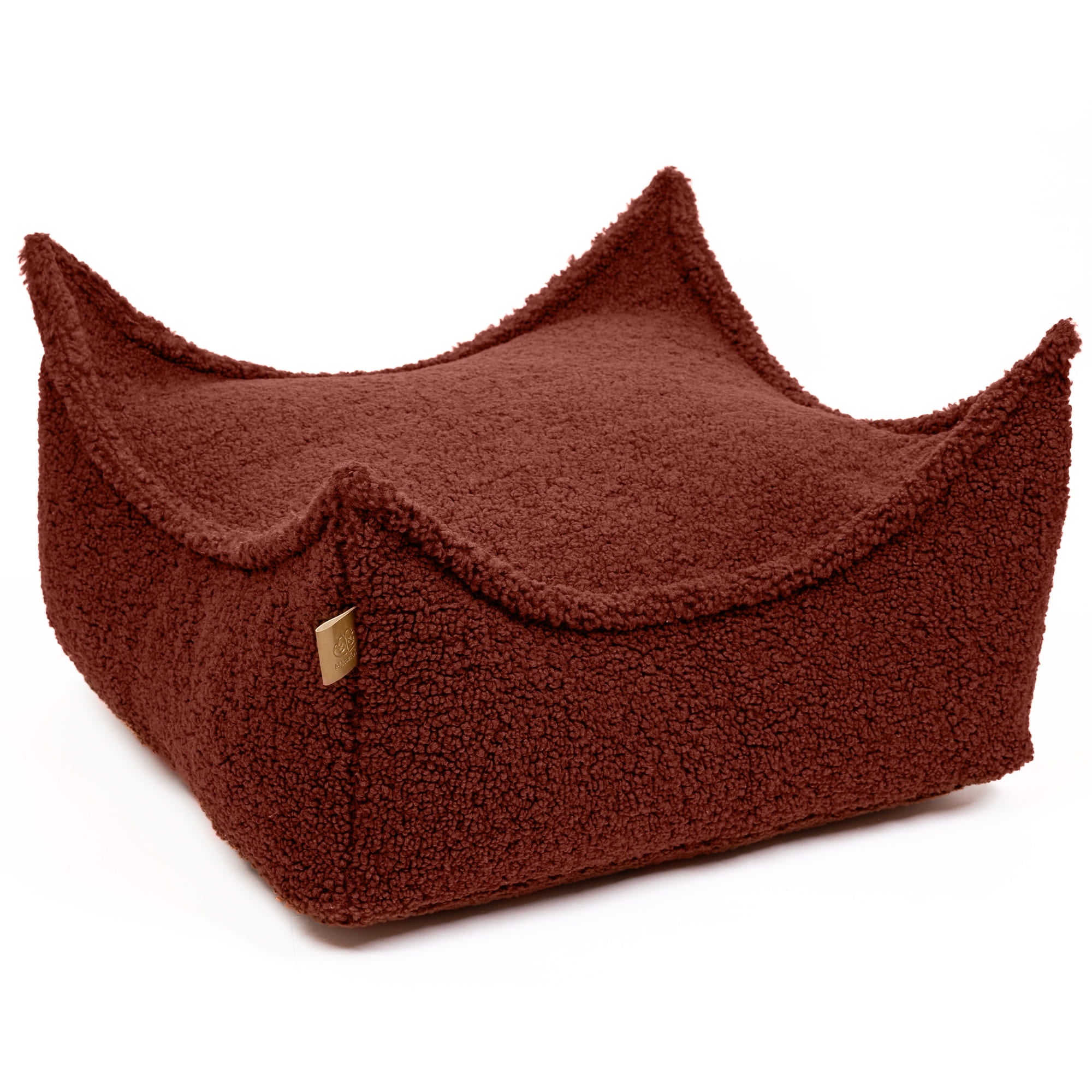 MeowBaby Children's Pouf, Square, Bearly - Brown