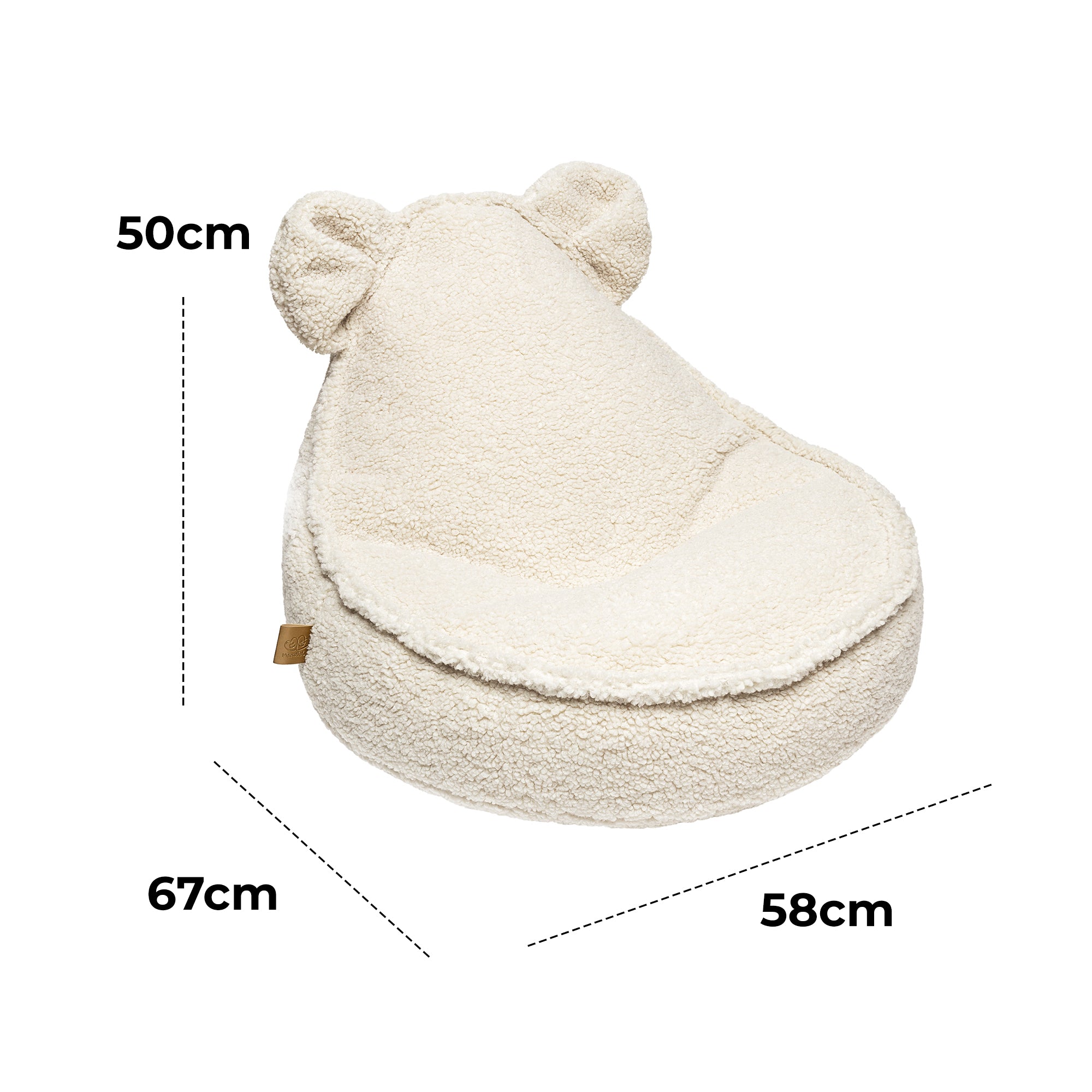 MeowBaby Beanbag Bearly Bear - cream/white