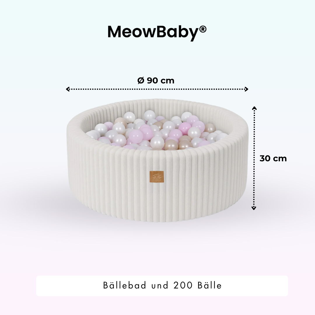 MeowBaby Bällebad Churros 90x30 cm, 200 Bälle - eigene Farbauswahl