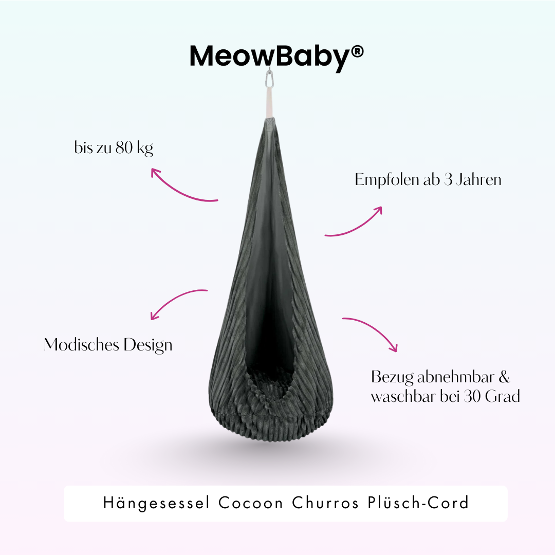 MeowBaby Hängesessel Cocoon Churros Plüsch-Cord