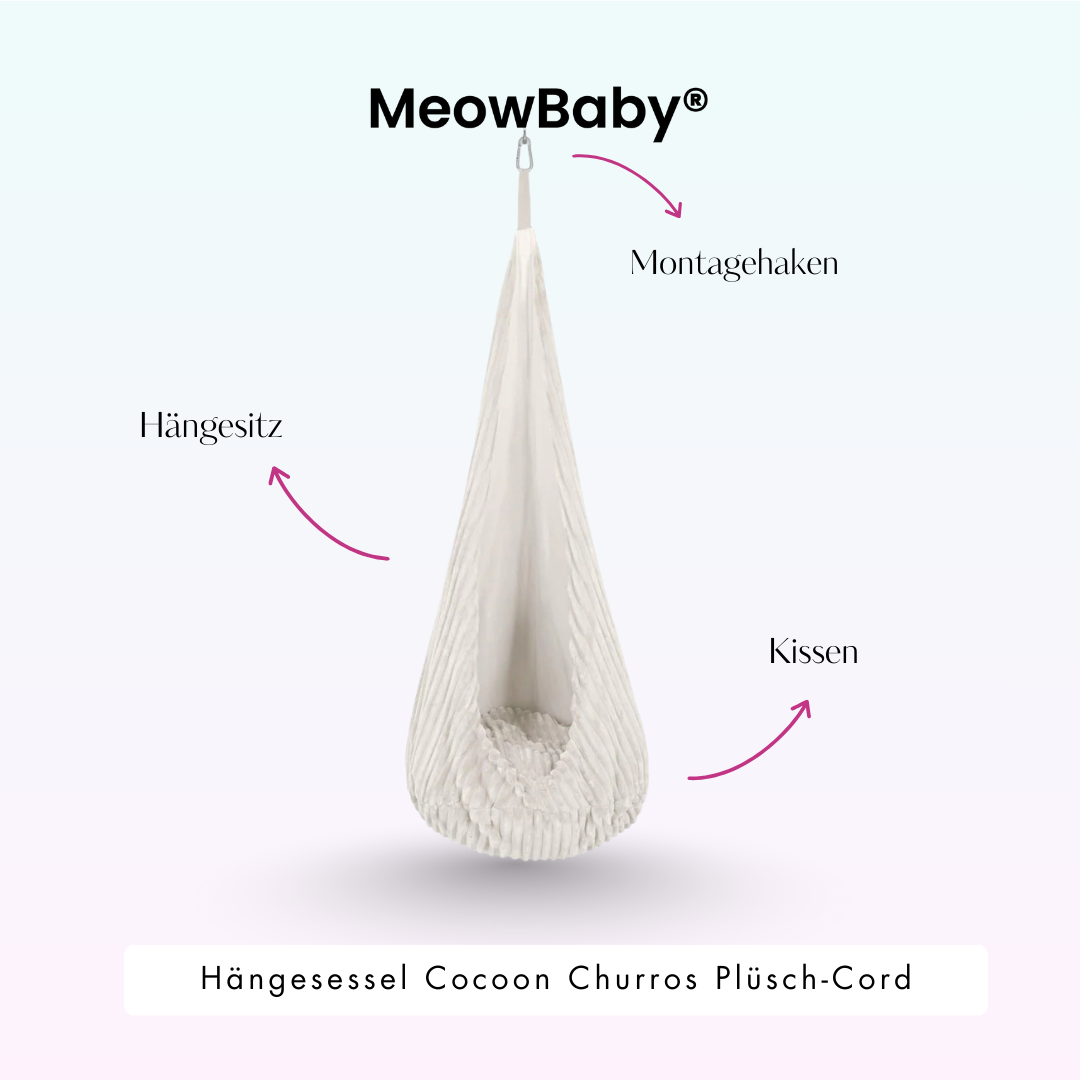 MeowBaby Hängesessel Cocoon Churros Plüsch-Cord