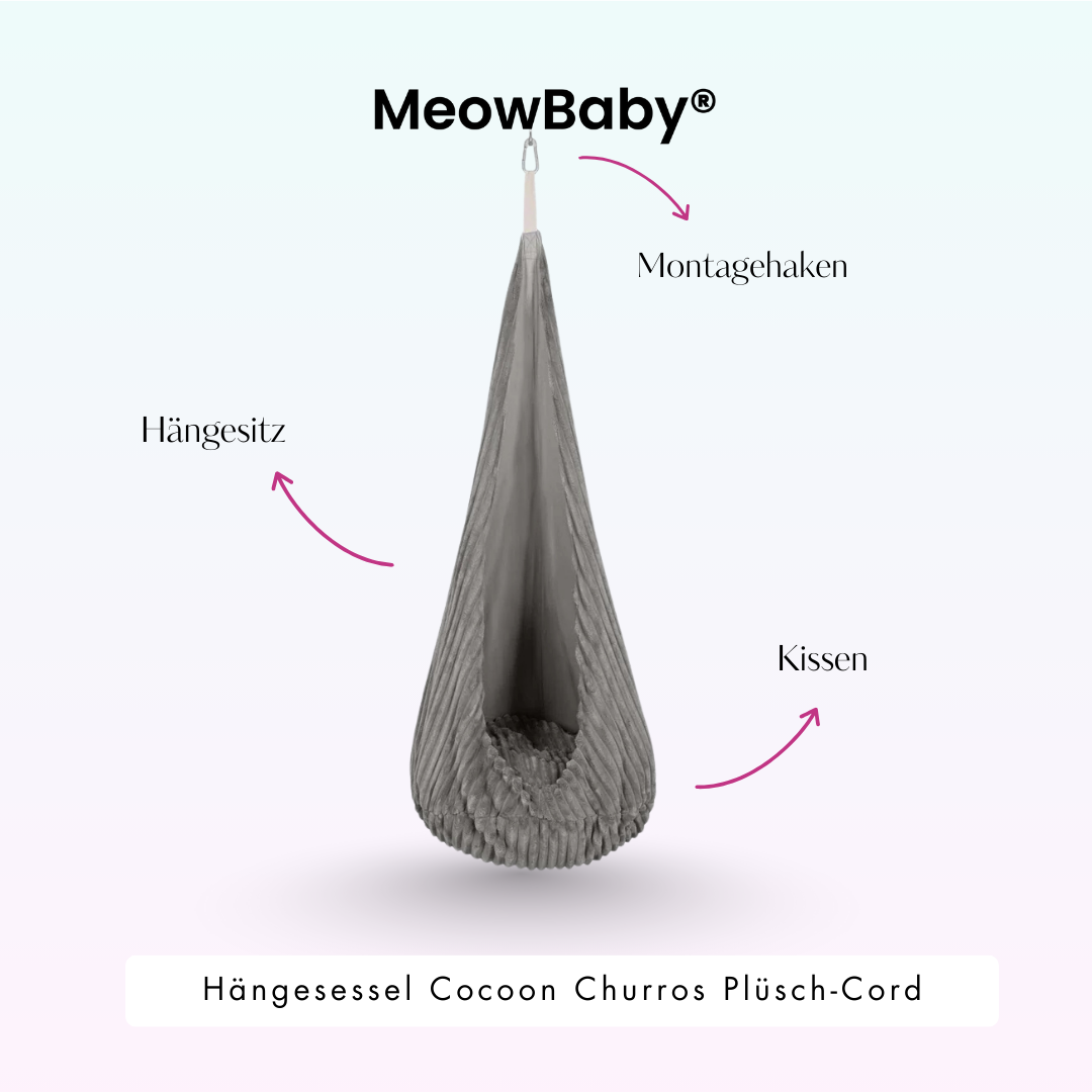 MeowBaby Hängesessel Cocoon Churros Plüsch-Cord