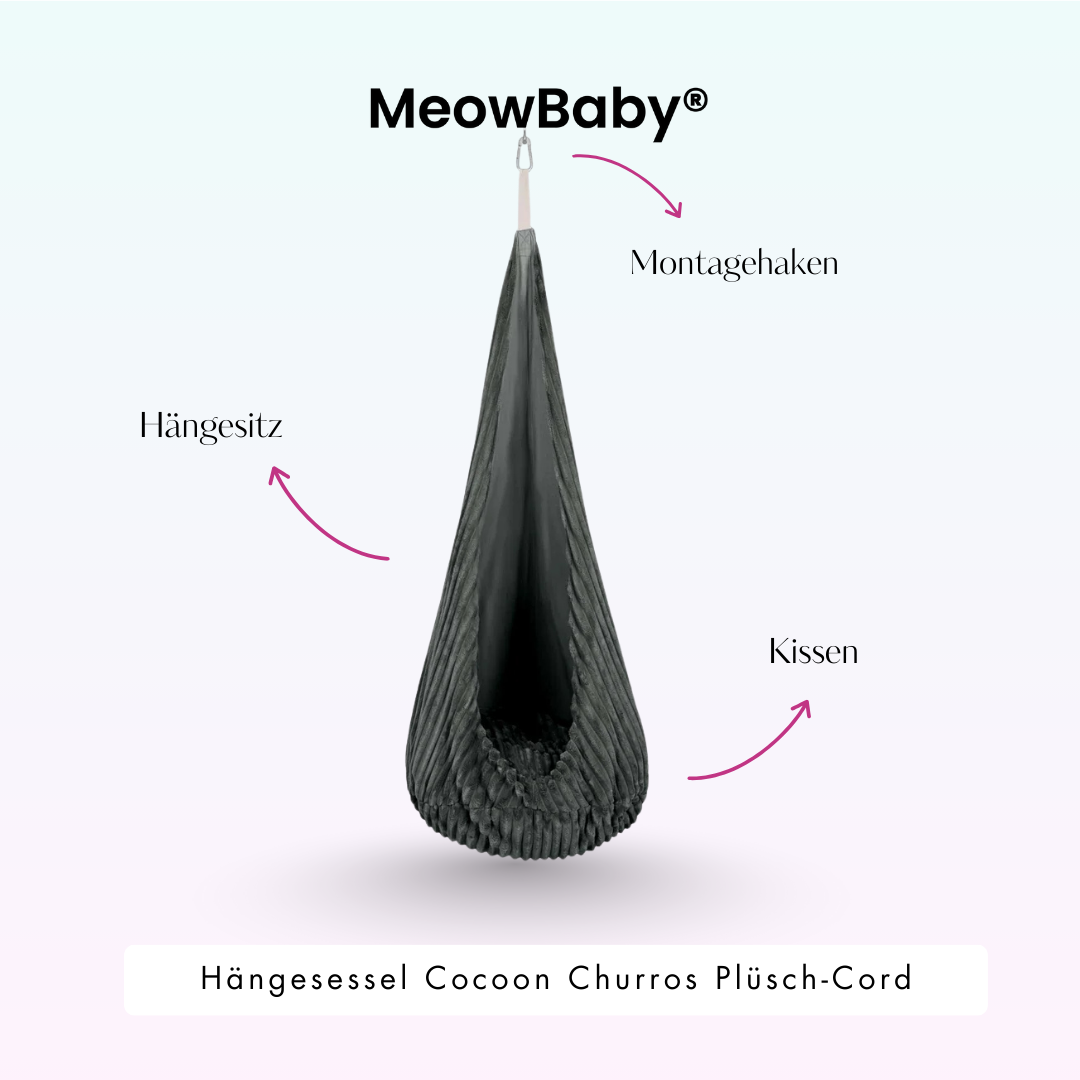 MeowBaby Hängesessel Cocoon Churros Plüsch-Cord