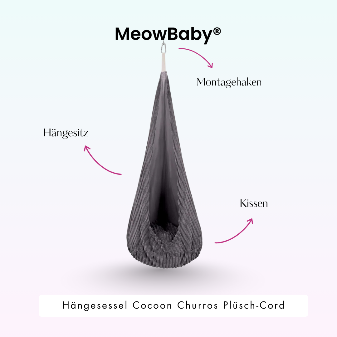 MeowBaby Hängesessel Cocoon Churros Plüsch-Cord