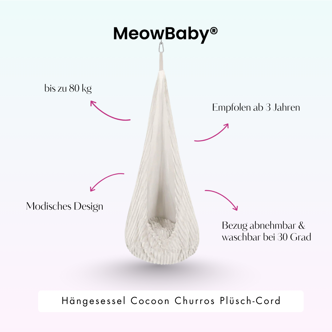 MeowBaby Hängesessel Cocoon Churros Plüsch-Cord