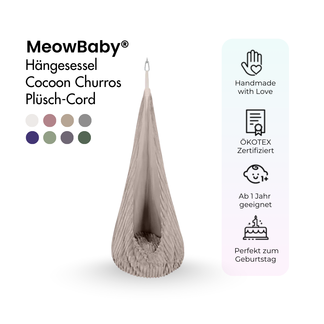 MeowBaby Hängesessel Cocoon Churros Plüsch-Cord