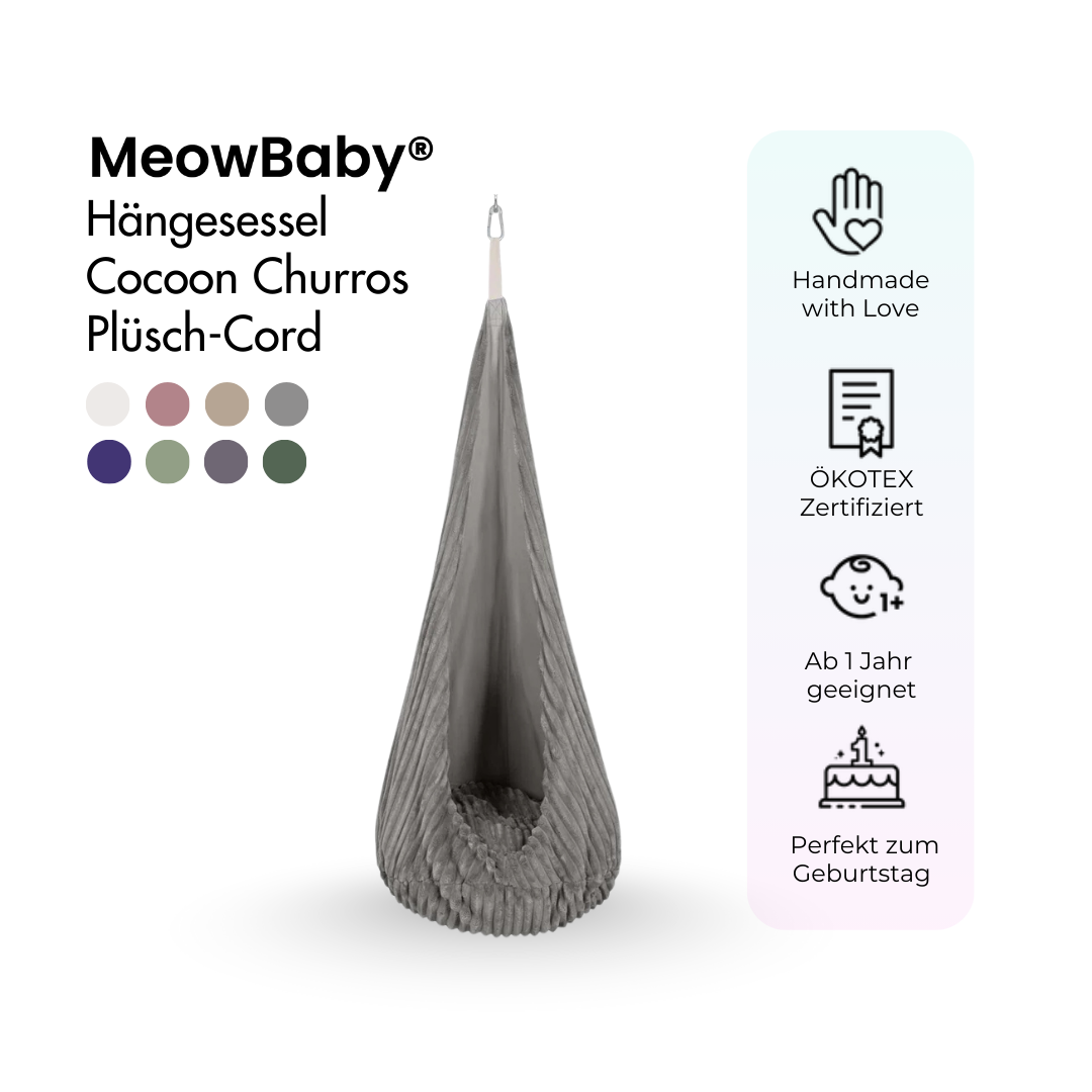 MeowBaby Hängesessel Cocoon Churros Plüsch-Cord