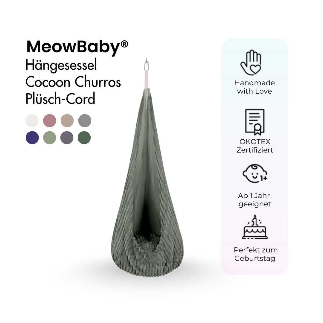 MeowBaby Hängesessel Cocoon Churros Plüsch-Cord