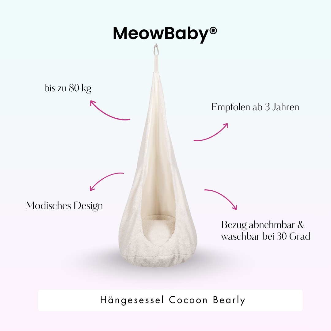 MeowBaby Hängesessel Cocoon Bearly - beige/creme