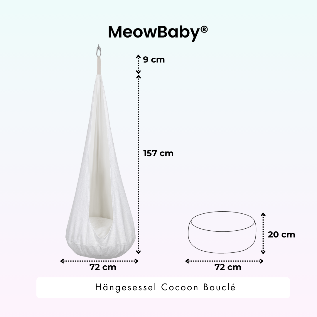 MeowBaby Hängesessel Cocoon Bouclé - creme/weiß