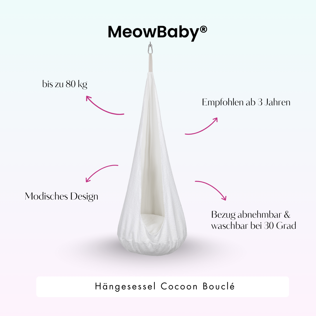 MeowBaby Hängesessel Cocoon Bouclé - creme/weiß