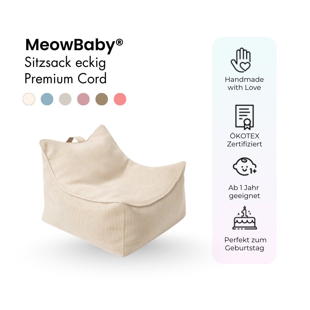 MeowBaby Sitzsack Cord Premium eckig