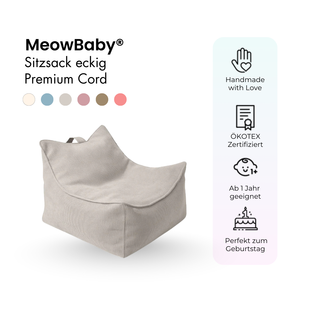 MeowBaby Sitzsack Cord Premium eckig