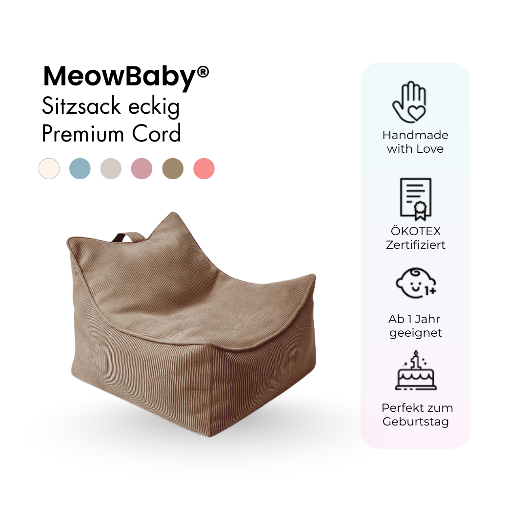 MeowBaby Sitzsack Cord Premium eckig