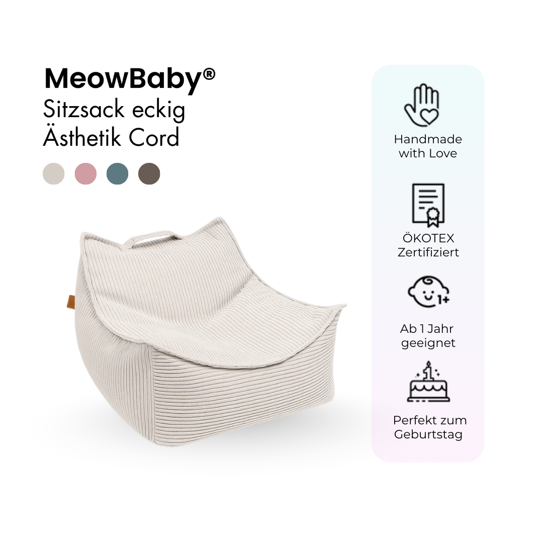 MeowBaby Sitzsack Ästhetik Cord eckig