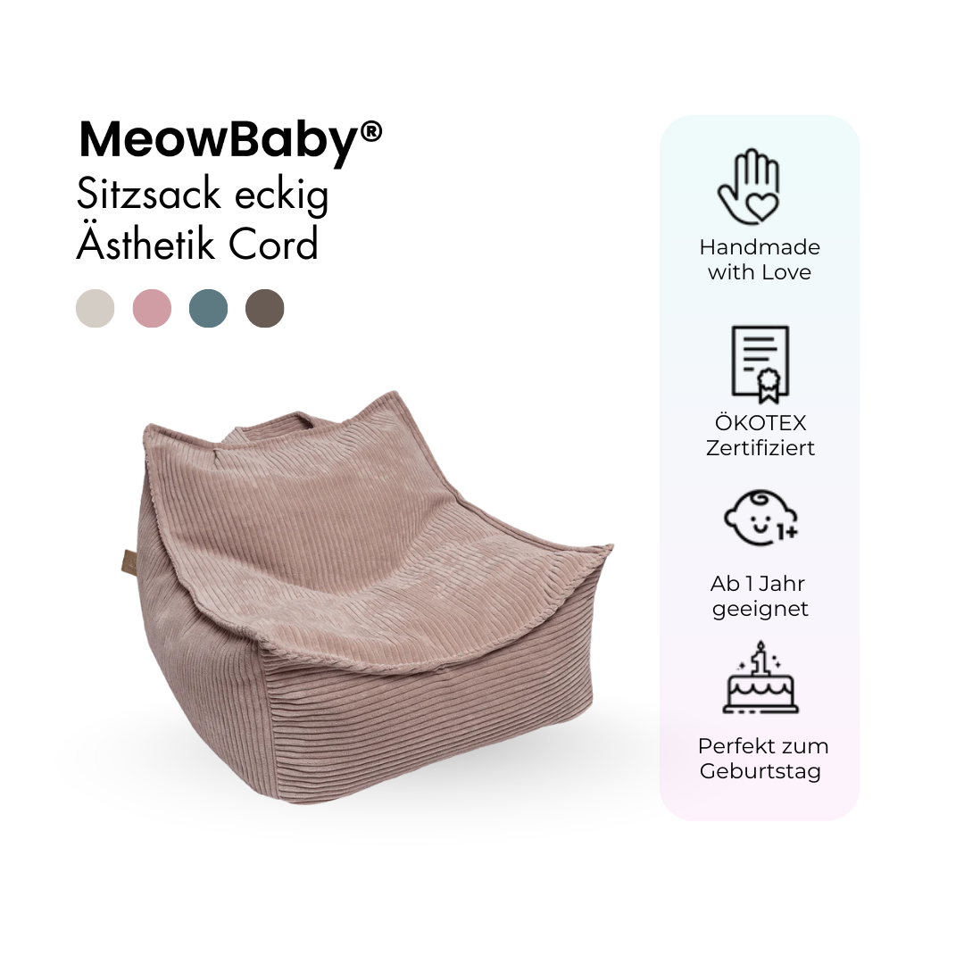 MeowBaby Beanbag Aesthetic Corduroy Square - ecru/beige