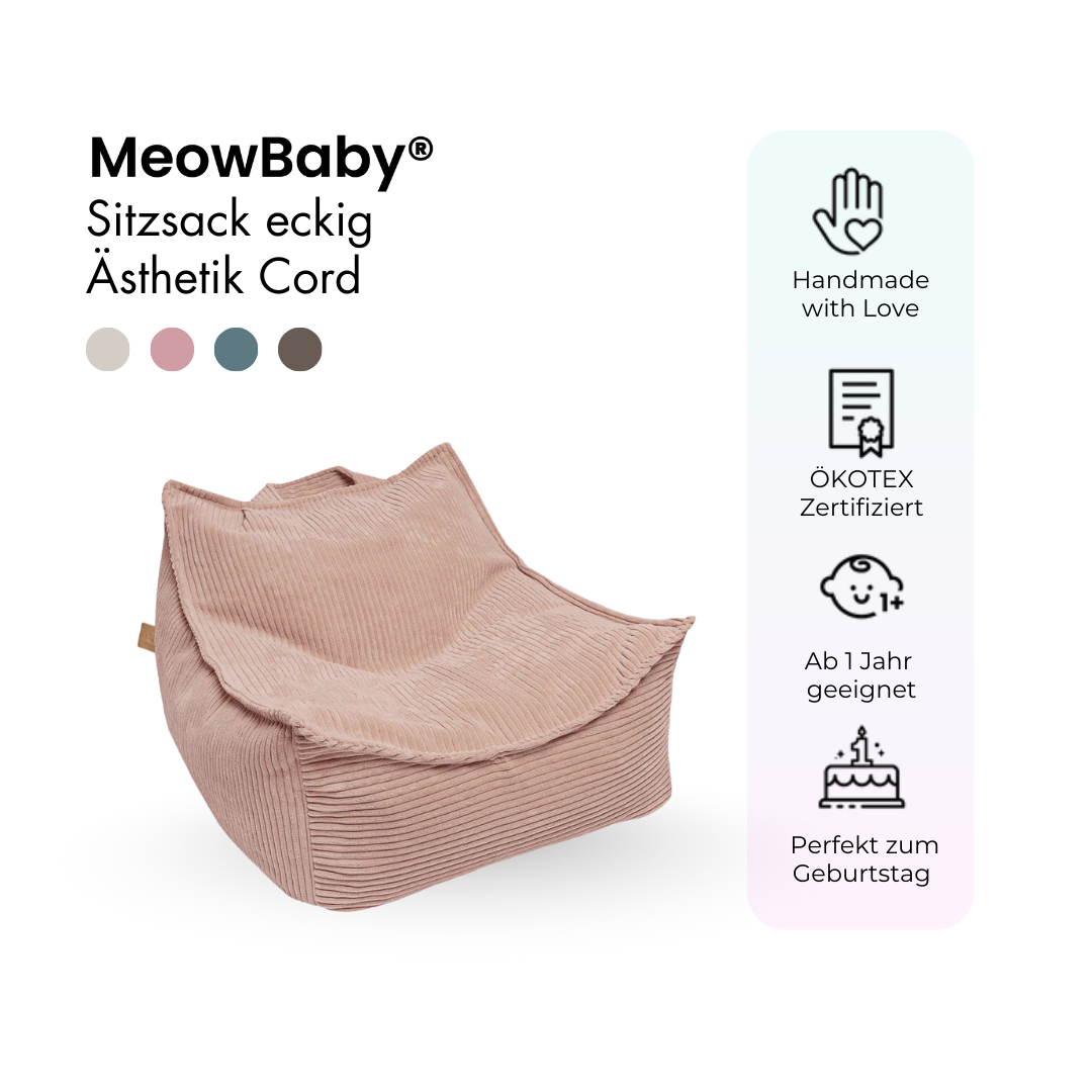 MeowBaby Sitzsack Ästhetik Cord eckig - Classic Cord Edition
