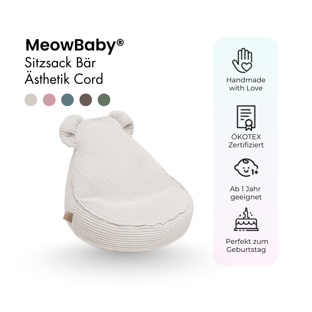 MeowBaby Sitzsack Ästhetik Cord Bär