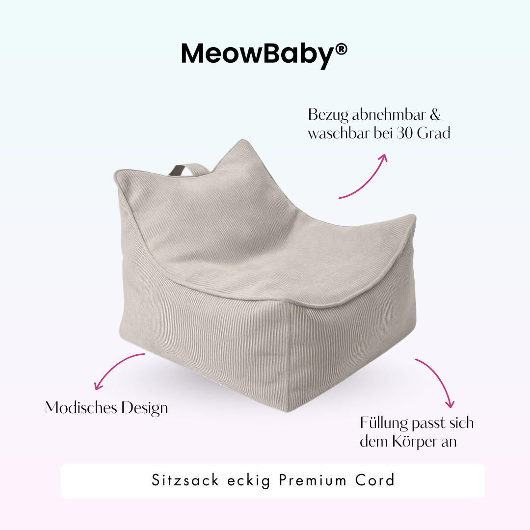 MeowBaby Sitzsack Cord Premium eckig