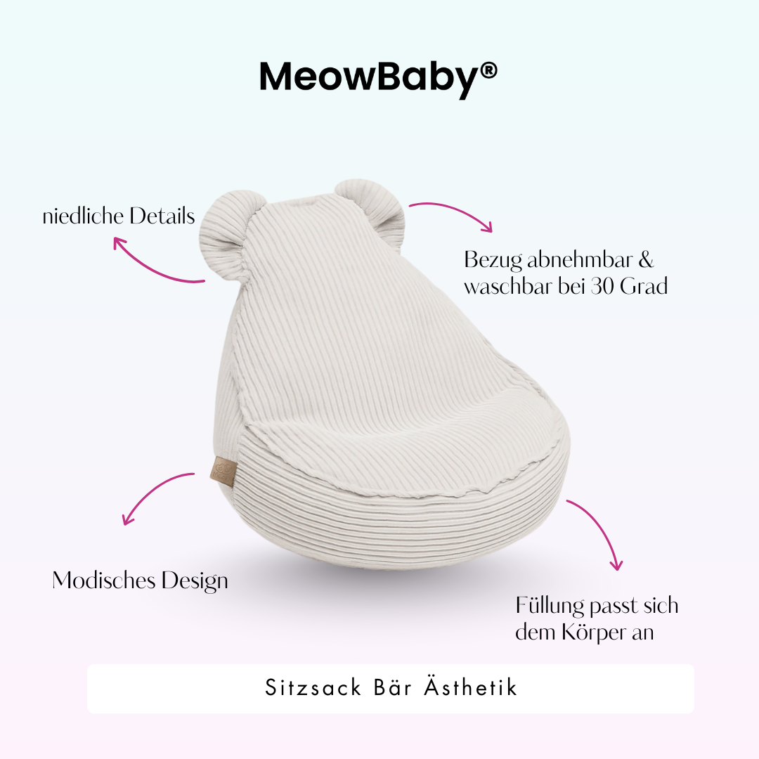 MeowBaby Sitzsack Ästhetik Cord Bär