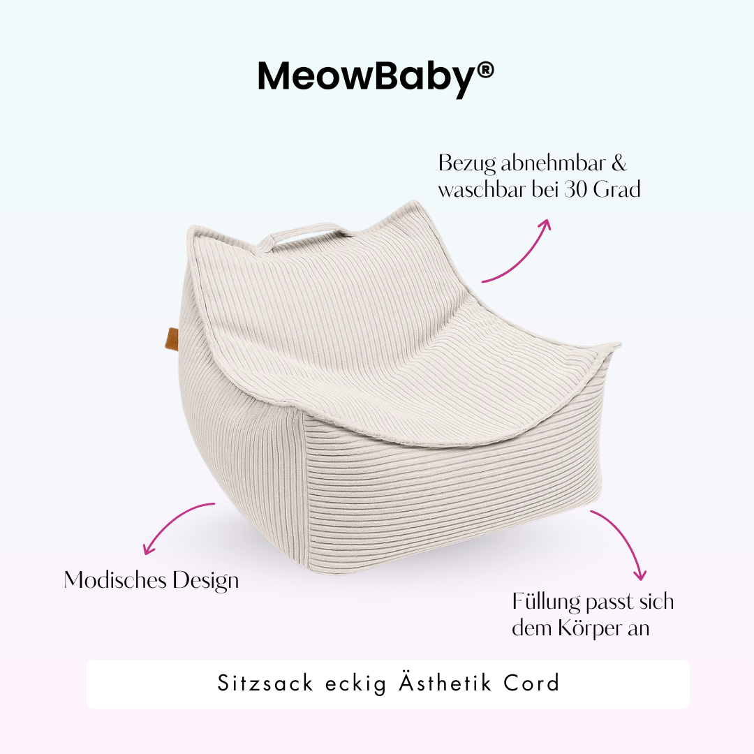MeowBaby Sitzsack Ästhetik Cord eckig - Classic Cord Edition