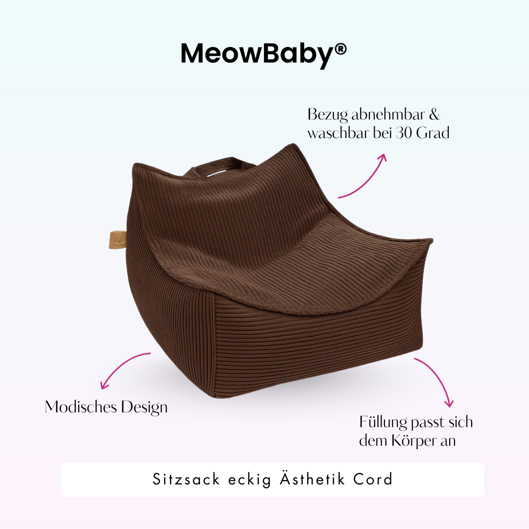 MeowBaby Beanbag Aesthetic Corduroy Square - ecru/beige