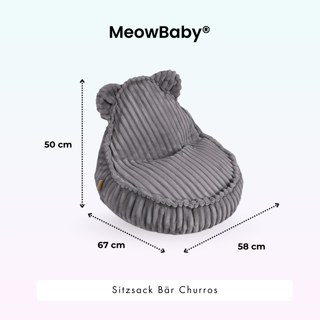 MeowBaby Sitzsack Bär Churros Plüsch-Cord