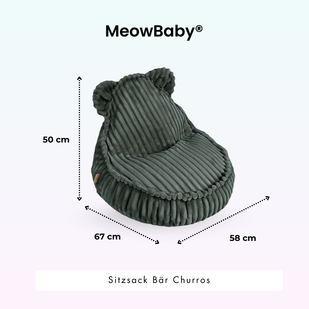 MeowBaby Sitzsack Bär Churros Plüsch-Cord