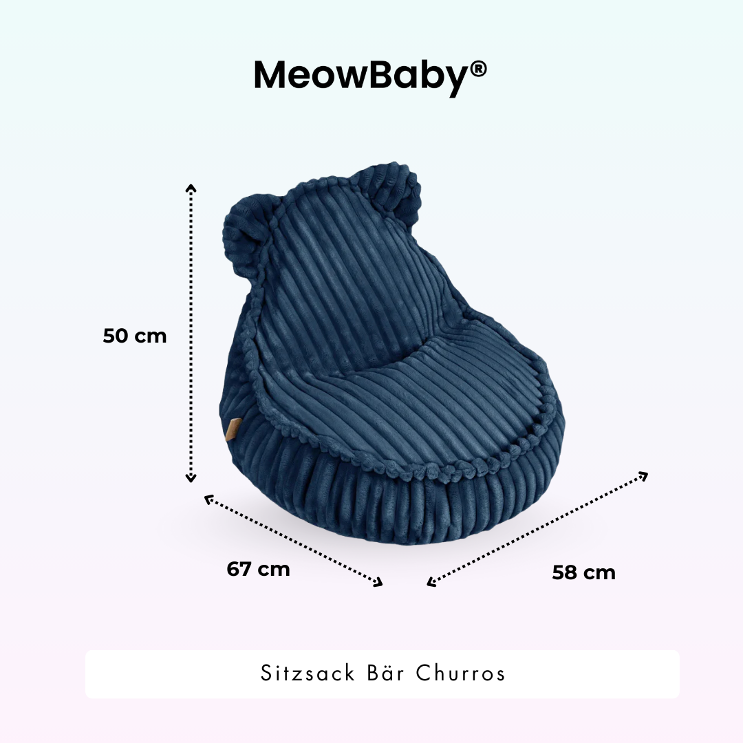 MeowBaby Sitzsack Bär Churros Plüsch-Cord
