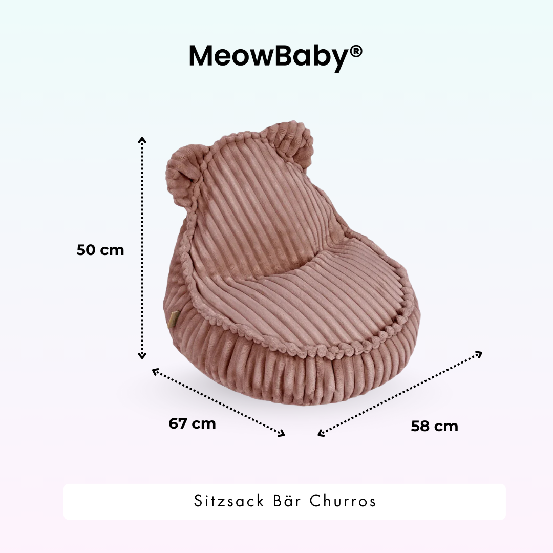 MeowBaby Sitzsack Bär Churros Plüsch-Cord
