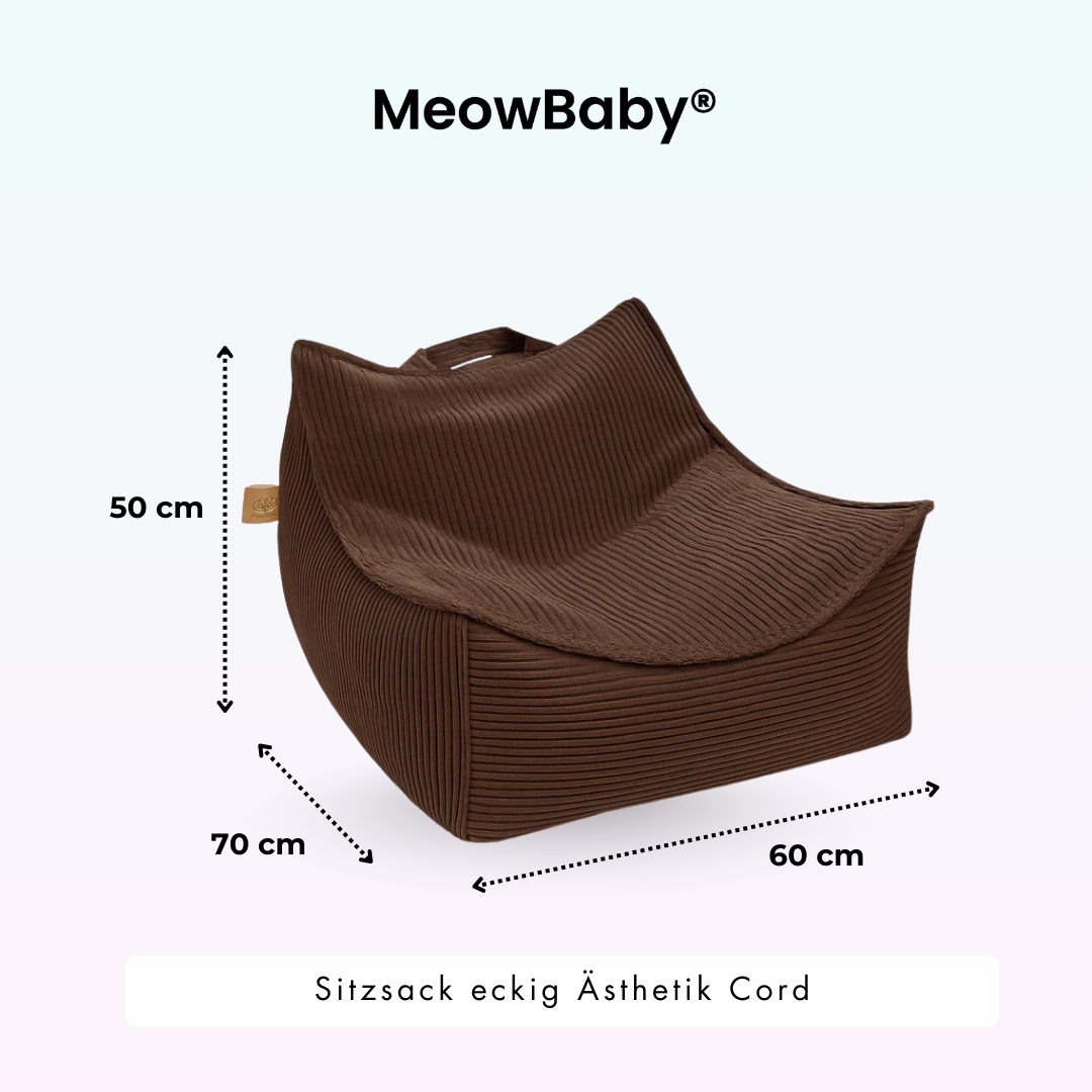 MeowBaby Beanbag Aesthetic Corduroy Square - ecru/beige
