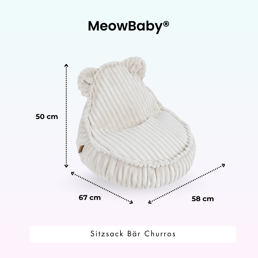 MeowBaby Sitzsack Bär Churros Plüsch-Cord
