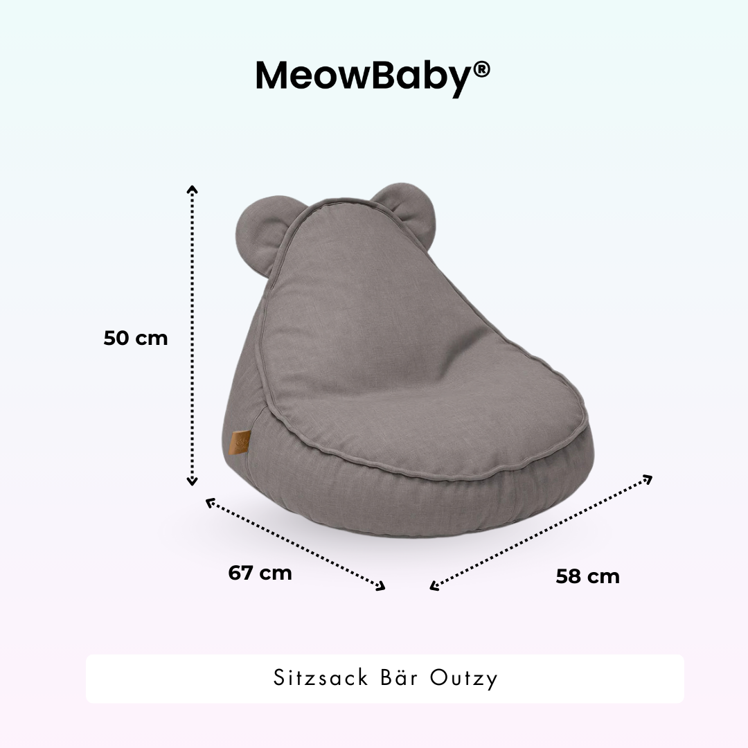 MeowBaby Outdoor Kinder-Sitzsack Outzy Bär - Cloudberry Sky Blue