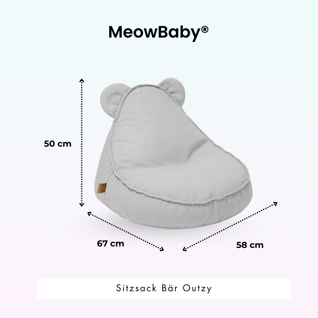 MeowBaby Outdoor Kinder-Sitzsack Outzy Bär - Cloudberry Sky Blue